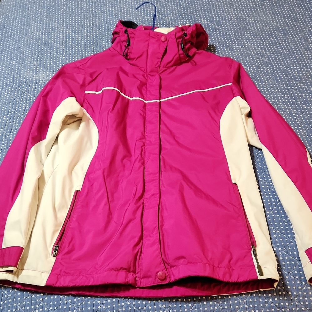 Columbia Fuchsia and White Hooded Jacket